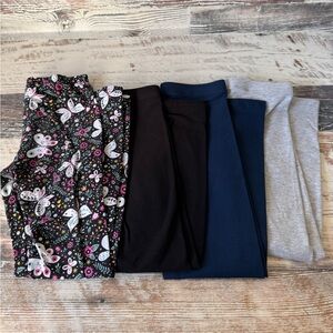 MEMBER’S Mark Girls Leggings - Bundle 4 Pairs Black Navy Grey Floral Sz S 6 6x